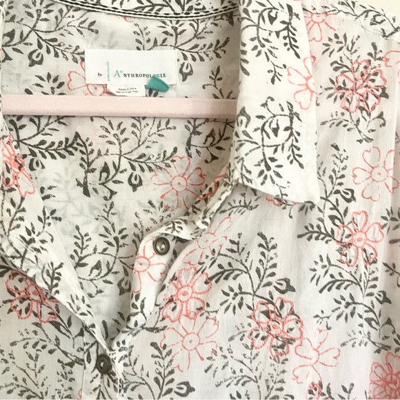 Anthropologie Embroidered Floral Button Up Shirt - Picture 4 of 11